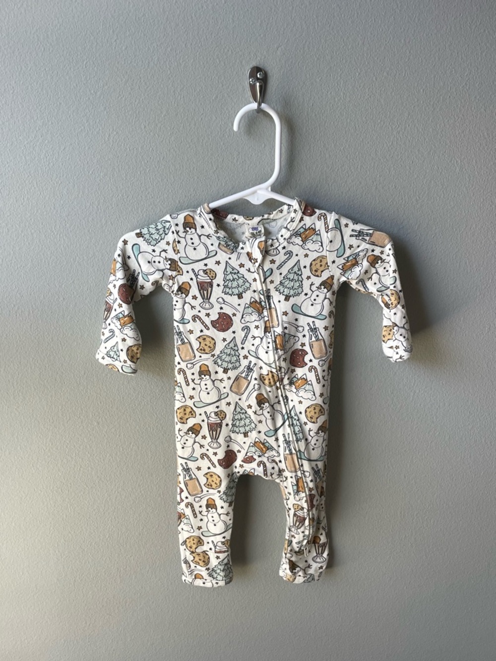 Larkspur // Bamboo Christmas Themed Zippy Romper Unisex Neutral Design